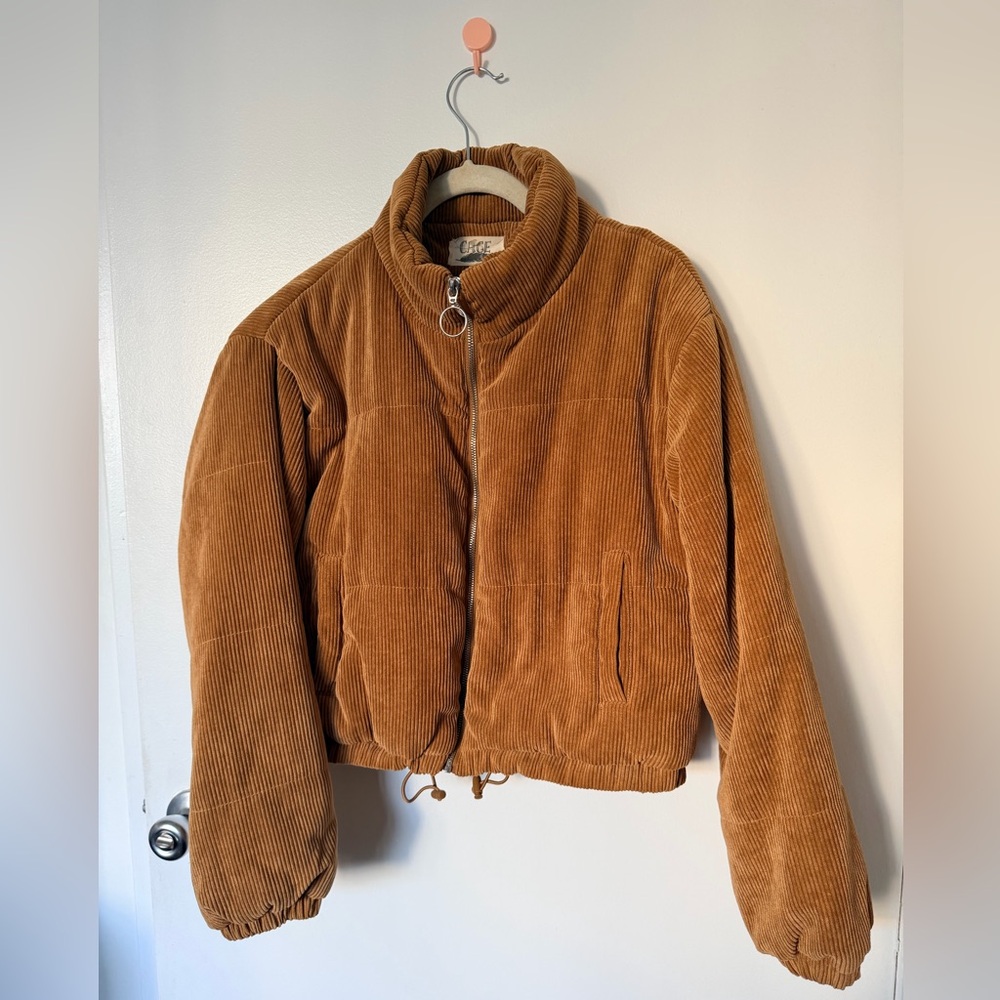 TJ Maxx Tan Corduroy Puffer Jacket